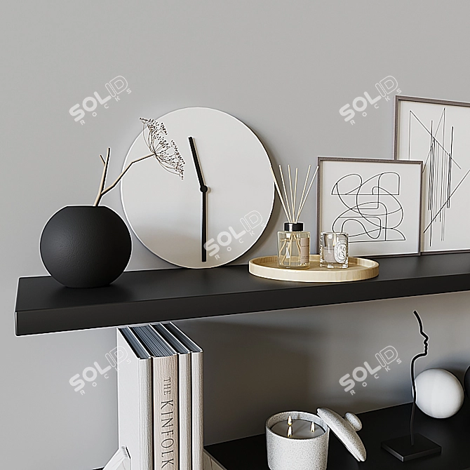 Decorative Bookshelf Set 3D model image 7