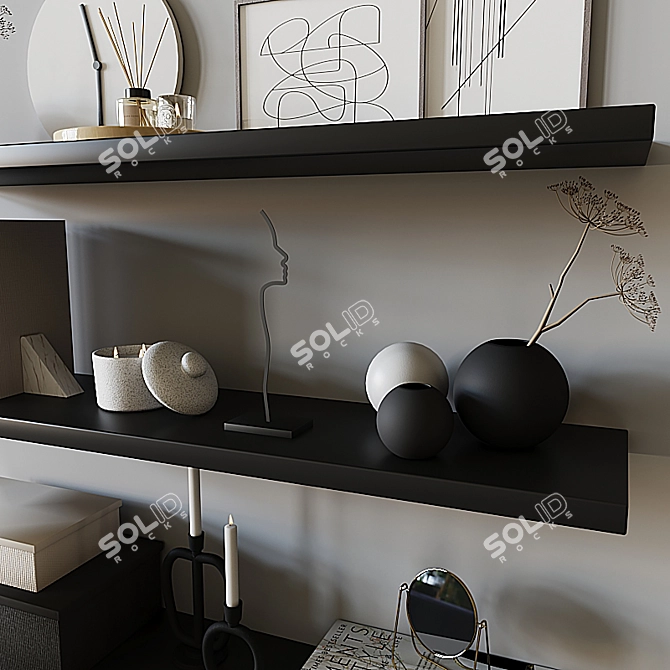 Decorative Bookshelf Set 3D model image 8