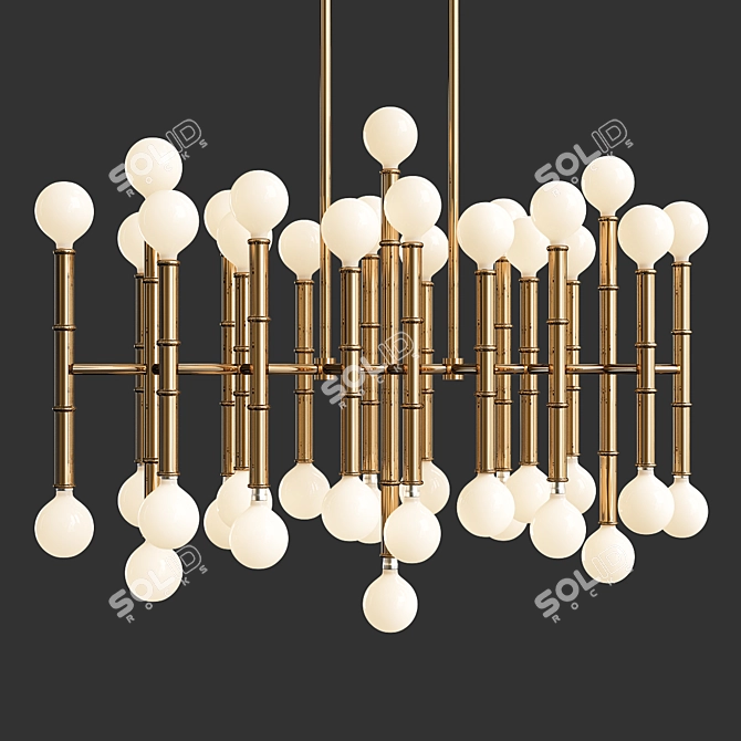 Sleek Meurice Rectangular Chandelier 3D model image 1