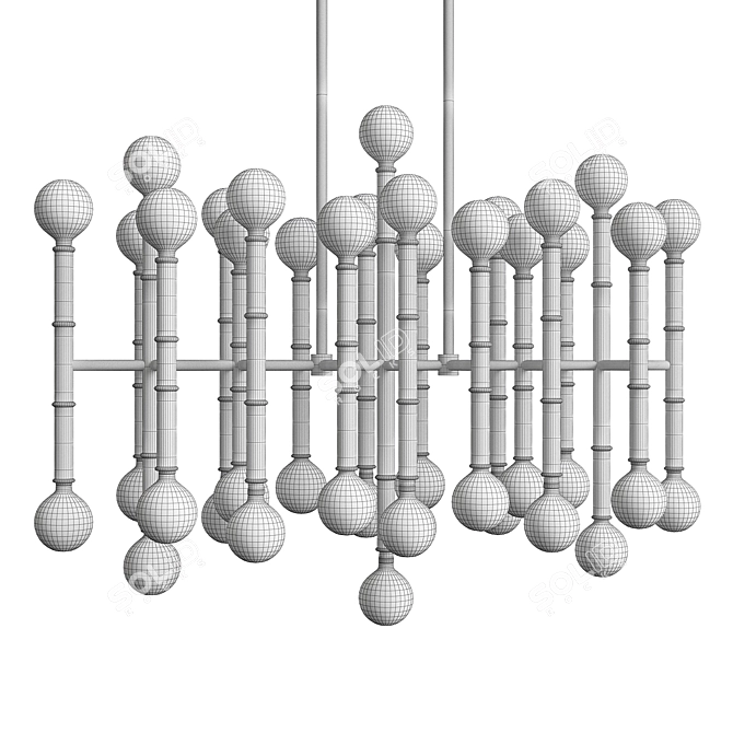 Sleek Meurice Rectangular Chandelier 3D model image 2