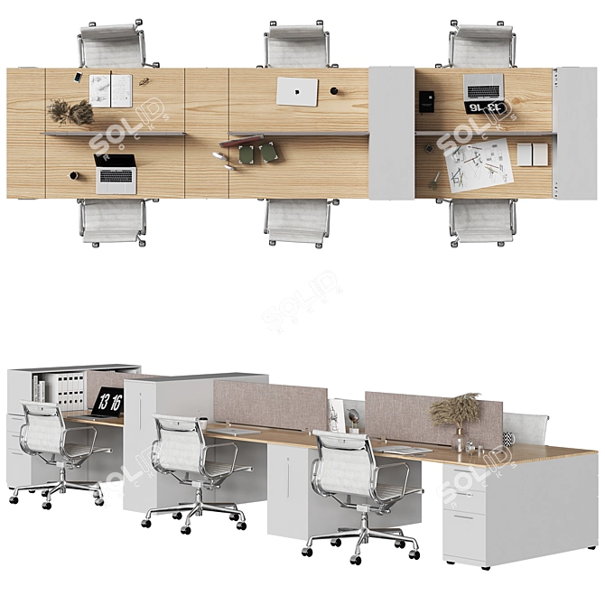 Optimized Office Set: High Detail and Simple for Close Up Rendering 3D model image 3