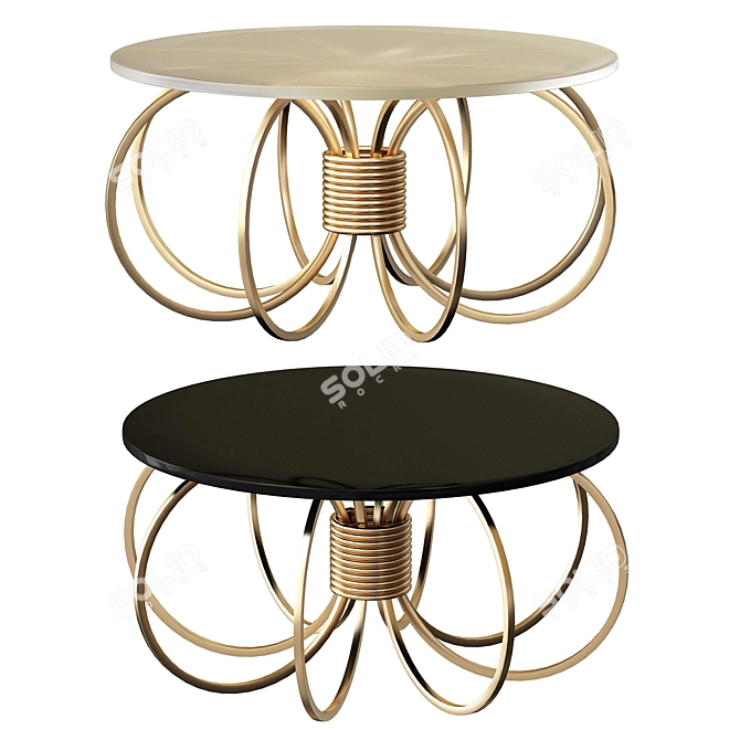 Glamorous Gold Metal & Glass Coffee Table 3D model image 3