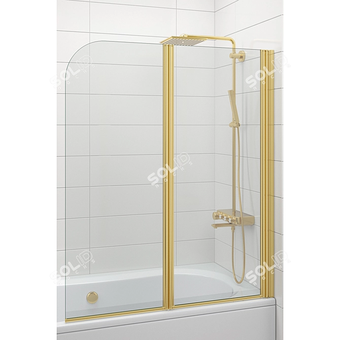 Luxury Bath Screens & Bathtubs Gold Set 3D model image 4
