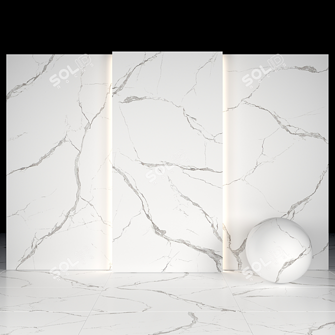 Elegant White Luna Marble Slabs 3D model image 1