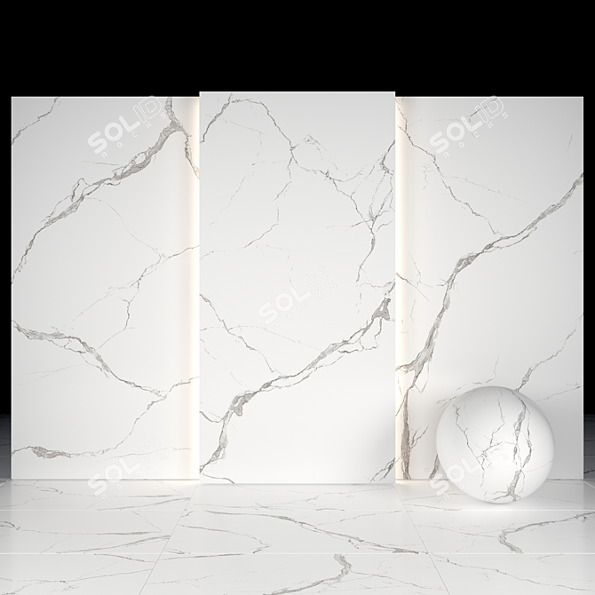 Elegant White Luna Marble Slabs 3D model image 2