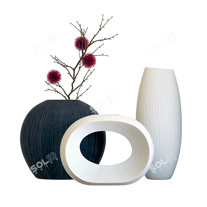 Elegant Alura Vases Collection 3D model image 1