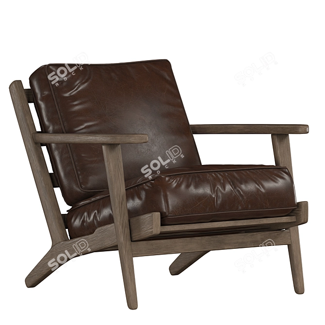 Raylan Genuine Leather Armchair 3D model image 2