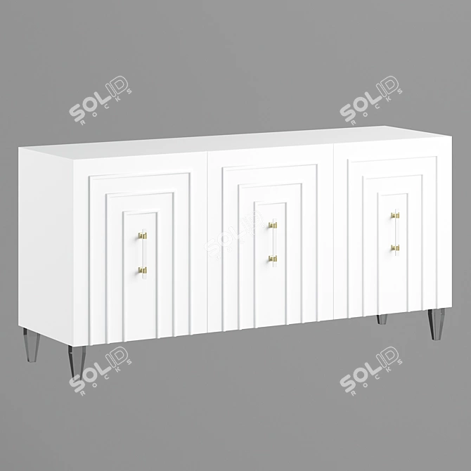 Sleek White Lacquer Buffet 3D model image 1