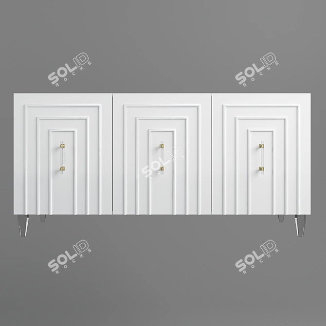 Sleek White Lacquer Buffet 3D model image 2