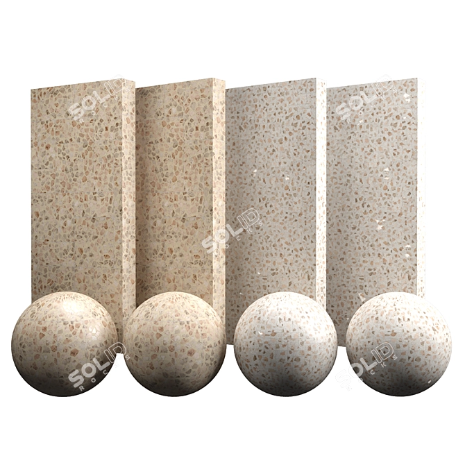 Terrazzo Brick Texture: High-Quality PBR for 3D Rendering 3D model image 1