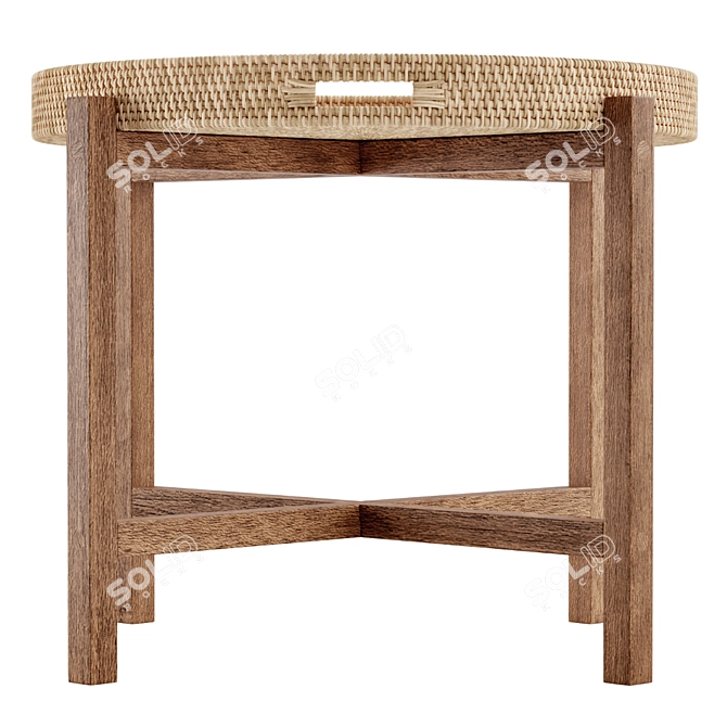 Meranti Wood Round Tray Table 3D model image 3