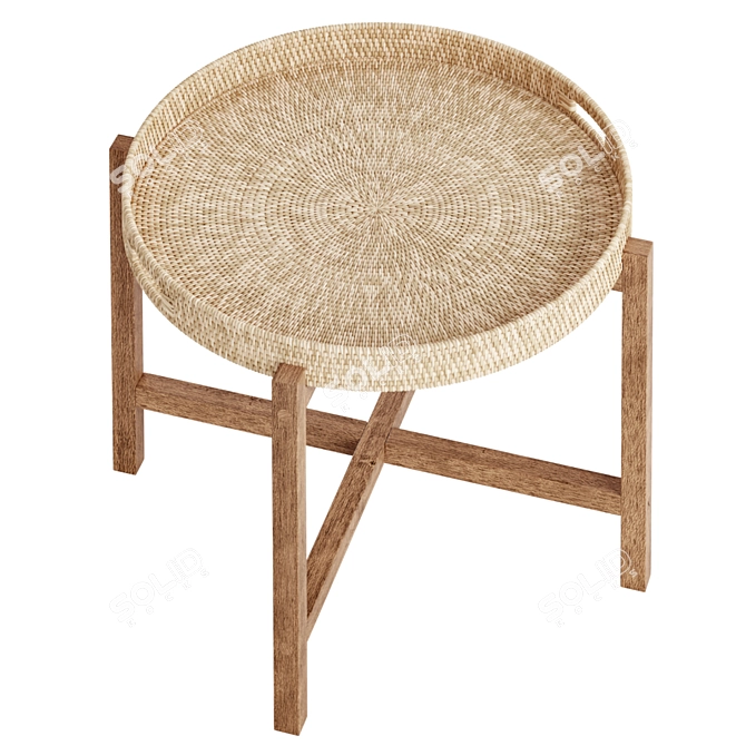 Meranti Wood Round Tray Table 3D model image 4