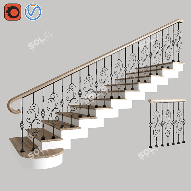 Sleek Stairwell Solution 3D model image 1