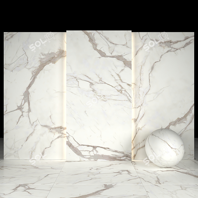 Elegant White Calacatta Marble 3D model image 1