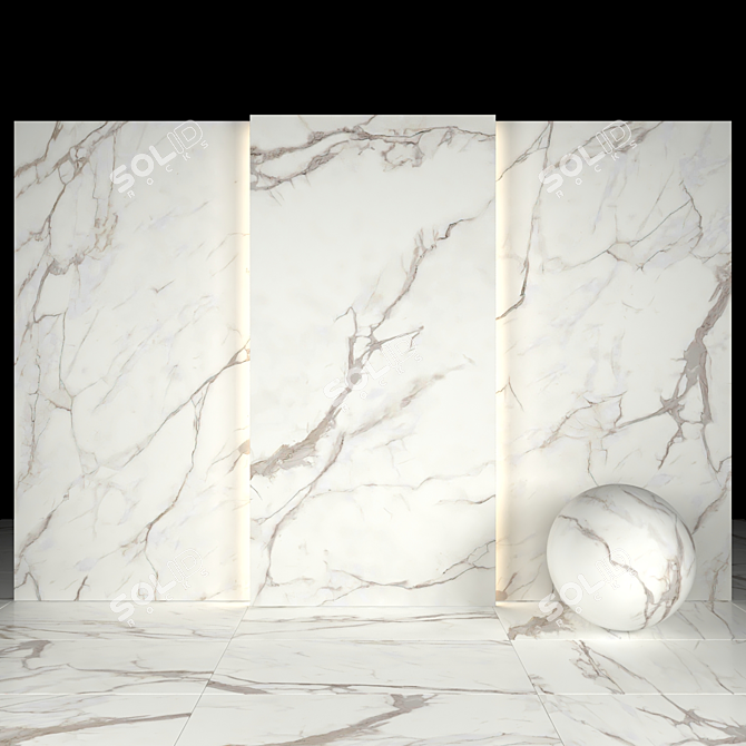 Elegant White Calacatta Marble 3D model image 2