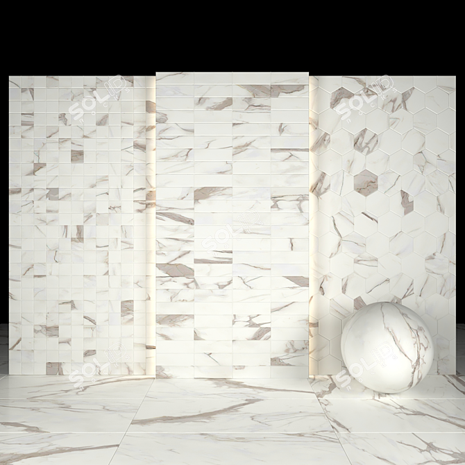 Elegant White Calacatta Marble 3D model image 3