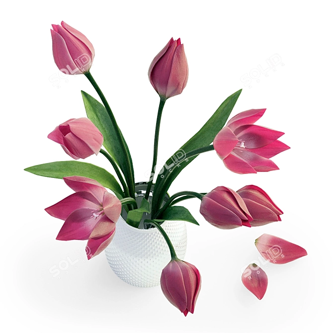 Elegant Tulips in Vase 3D model image 1