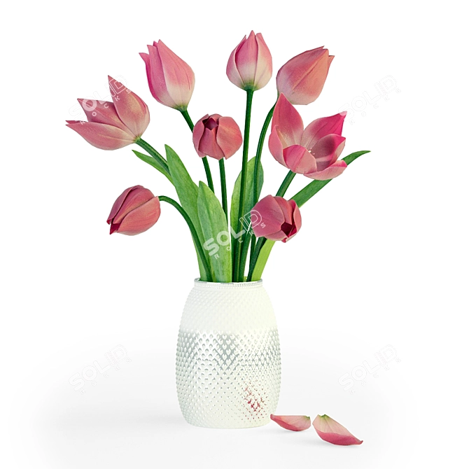 Elegant Tulips in Vase 3D model image 2