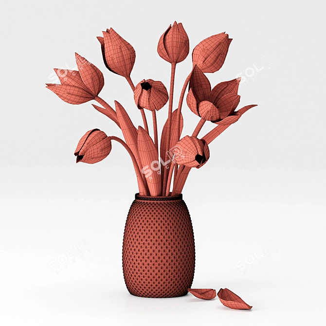 Elegant Tulips in Vase 3D model image 3