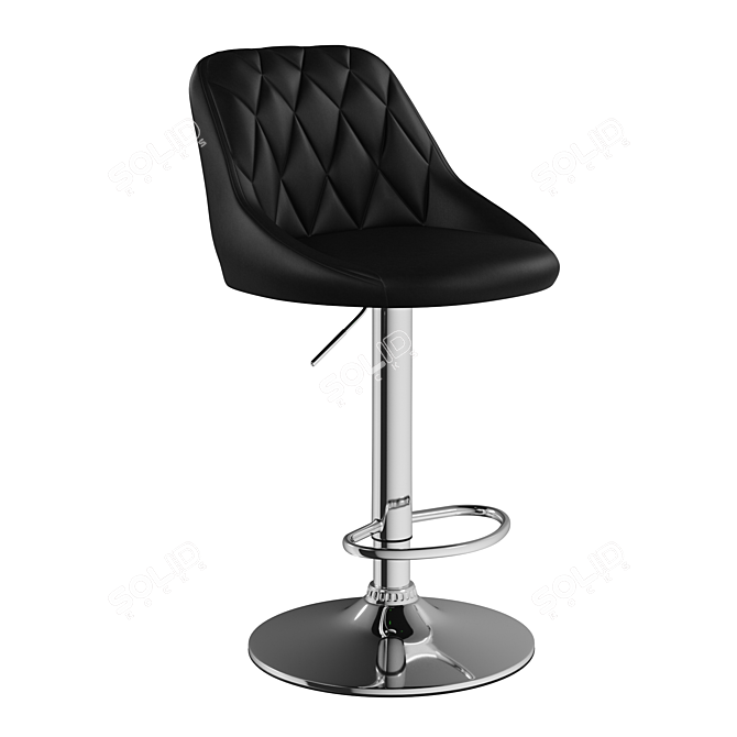 Quilted Height-Adjustable Bar Stool 3D model image 1