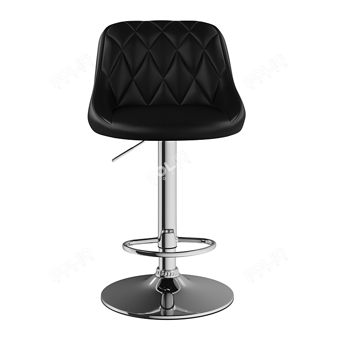 Quilted Height-Adjustable Bar Stool 3D model image 2