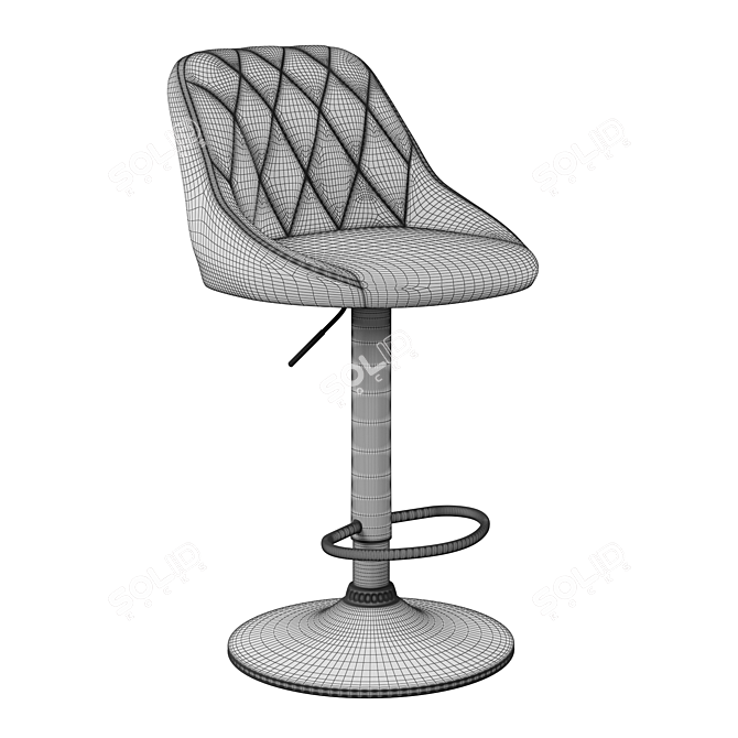 Quilted Height-Adjustable Bar Stool 3D model image 4