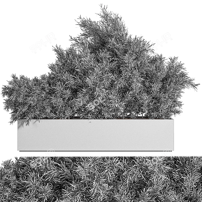 Concrete Box Outdoor Tree - Versatile Interior/Exterior Accent 3D model image 4