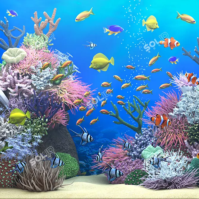 Title: Oceanic Delight Seawater Aquarium 3D model image 3