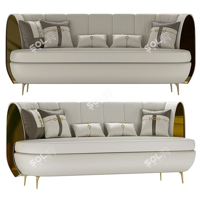 Modern Beige Leather Sofa 3D model image 1