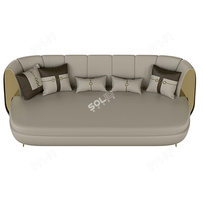 Modern Beige Leather Sofa 3D model image 2