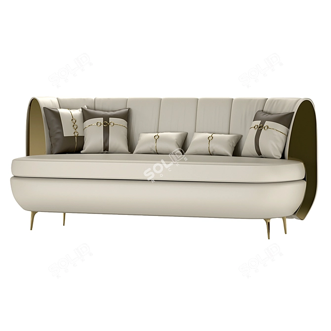 Modern Beige Leather Sofa 3D model image 3