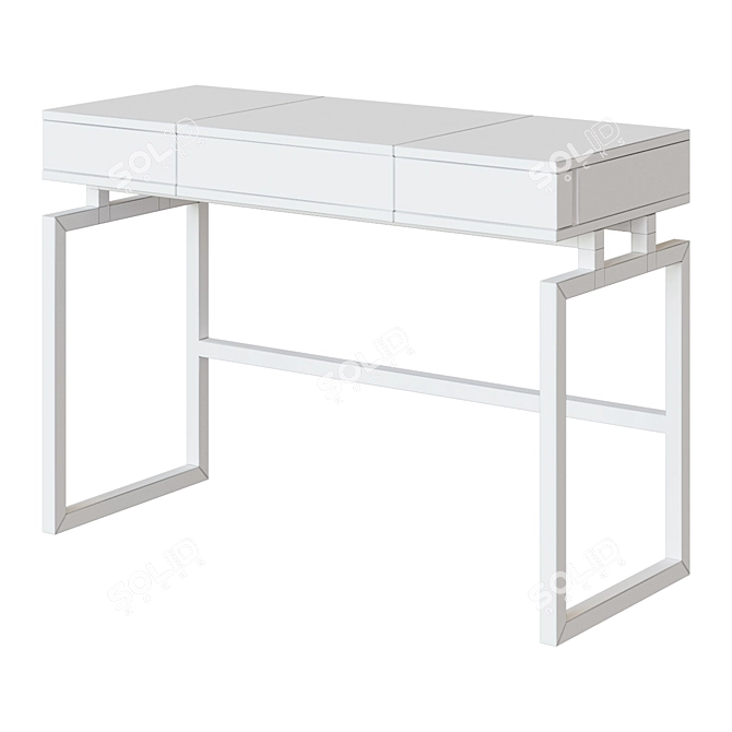 Modern Steel and Eucalyptus Dressing Table 3D model image 2