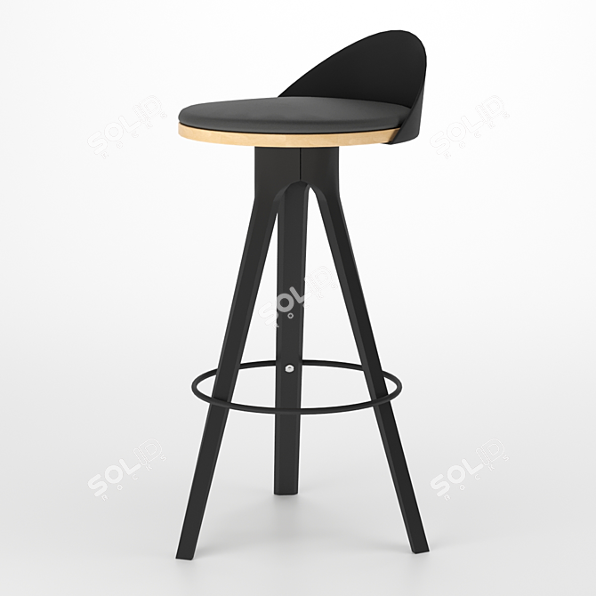 Metallic Leather Bar Stool Trio 3D model image 1