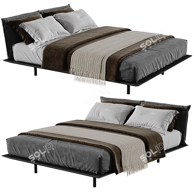 Desiree Platz Bed 183 cm: High-quality 3D Model for 3ds Max, OBJ, and FBX 3D model image 2