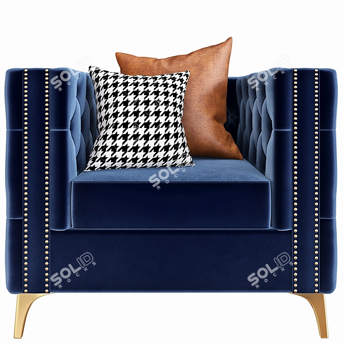 Glam Hunter Green Velvet Armchair 3D model image 3