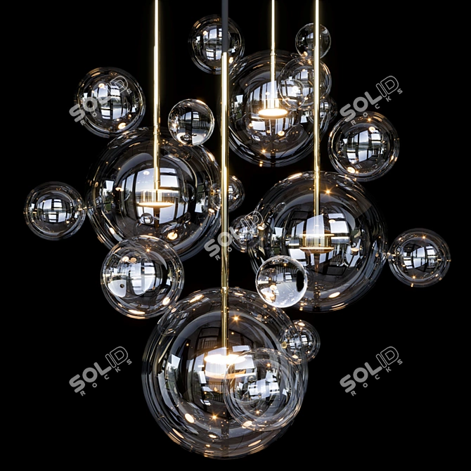 Elegant Brass Globe Suspension 3D model image 1