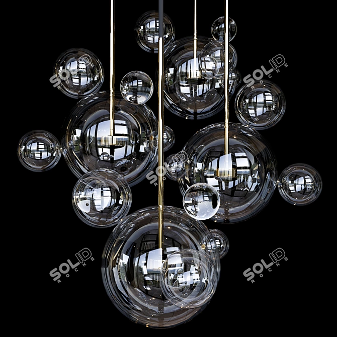 Elegant Brass Globe Suspension 3D model image 2