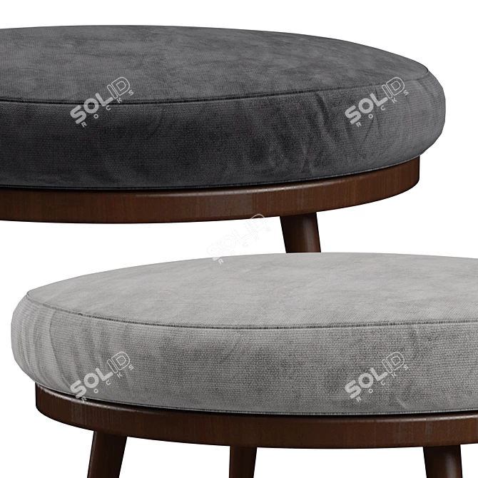 Luxury Round Leather Ottoman by Strick & Bolton 3D model image 2