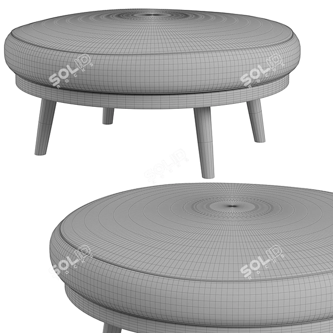 Luxury Round Leather Ottoman by Strick & Bolton 3D model image 5