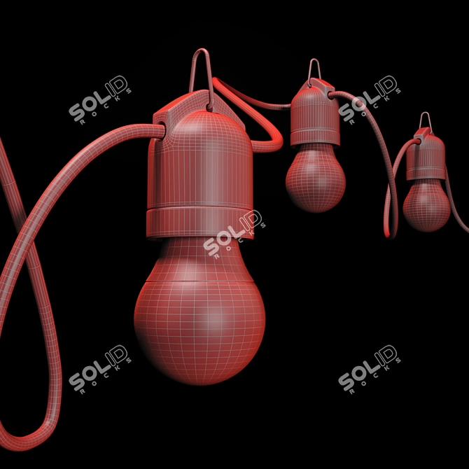 Customizable Garland Red: 5m Length, 10 E27 Sockets 3D model image 3