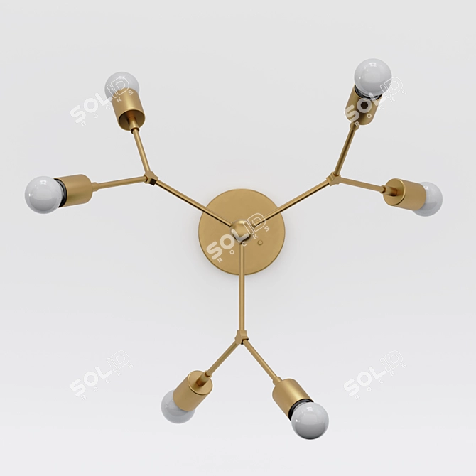 Vintage Gold Sputnik Pendant 3D model image 2