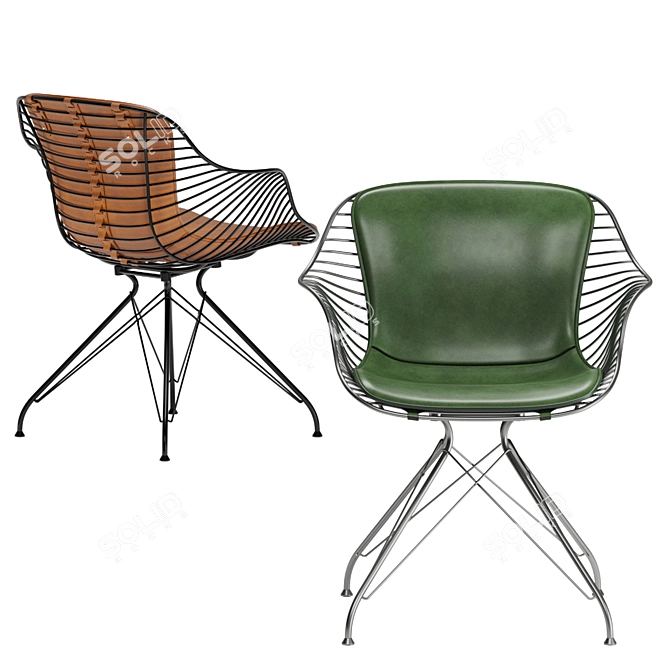 Sleek Wire Dining Chair 3D model image 1
