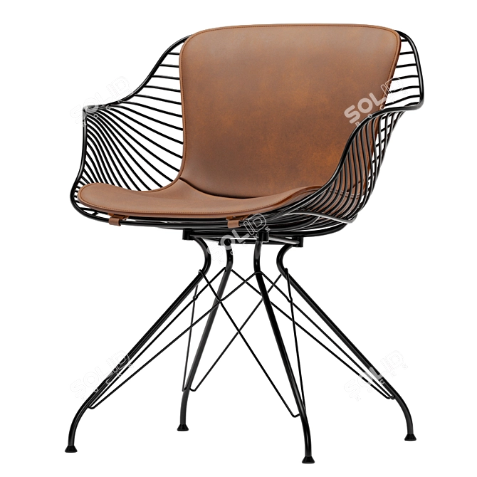 Sleek Wire Dining Chair 3D model image 2