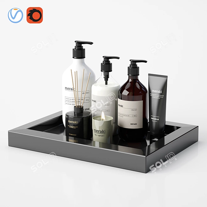 Modern Bathroom Accessories Set 3D model image 1