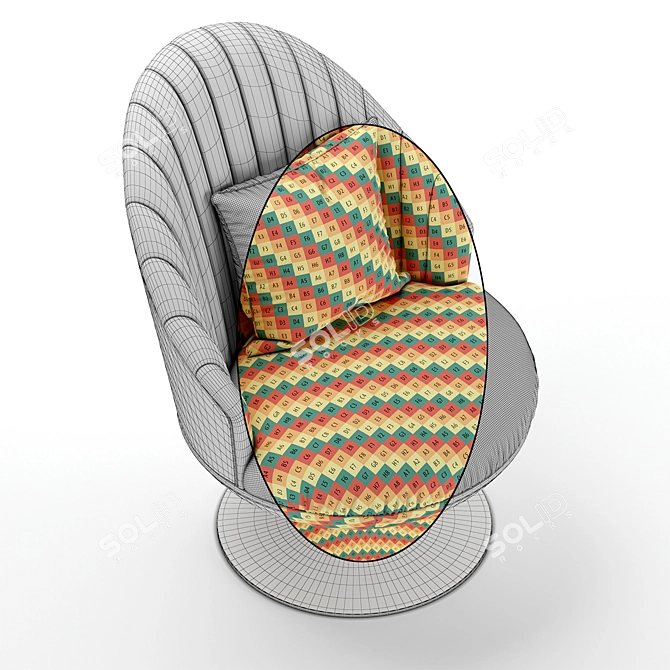 Elegant Kelyfos Swivel Chair 3D model image 5