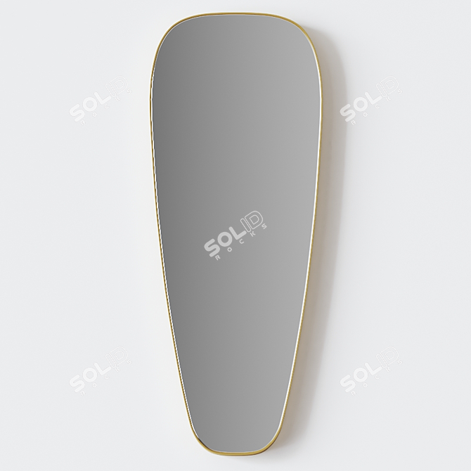 Mid Century Teardrop Gold Mirror 3D model image 3