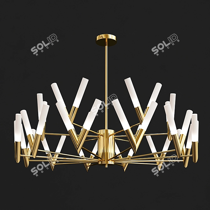 Nordic Gold Chandelier: Luxury Living Room Elegance 3D model image 1