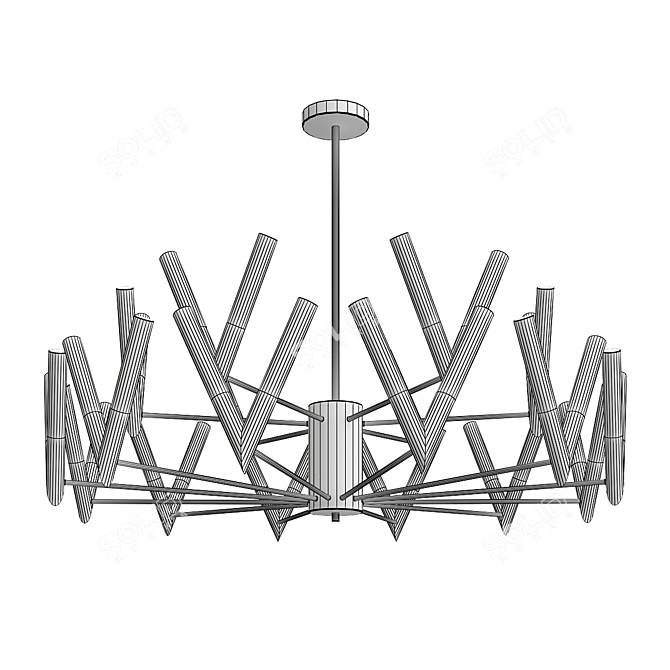 Nordic Gold Chandelier: Luxury Living Room Elegance 3D model image 2