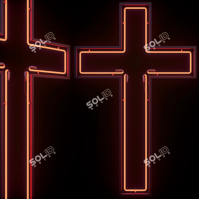 Neon Cross: Illuminating Beauty 3D model image 1