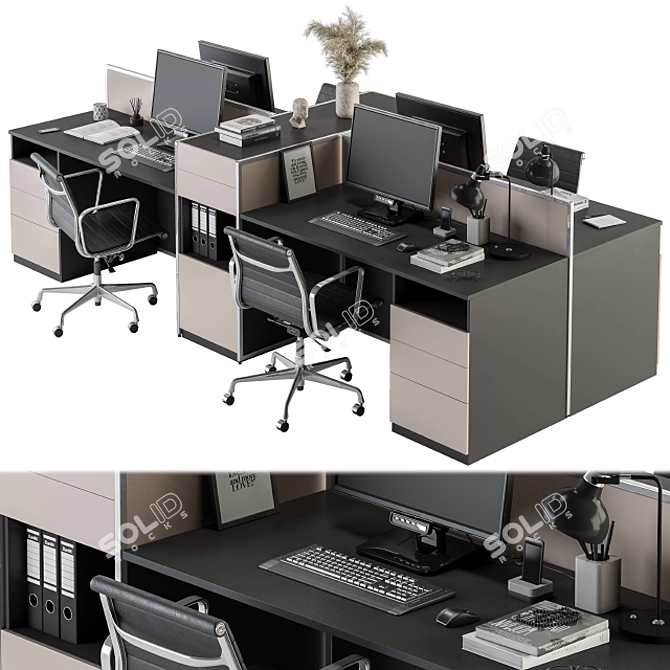 Modern Office Furniture Set 3D model image 1